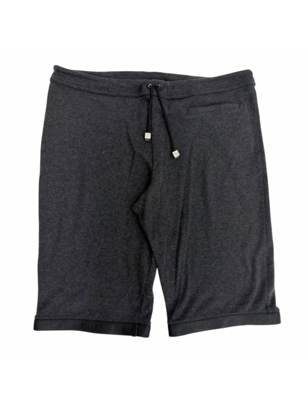 Chanel 02A Cotton Cashmere Blend 2-Way CC Logo Sweatpants Shorts Gray 42